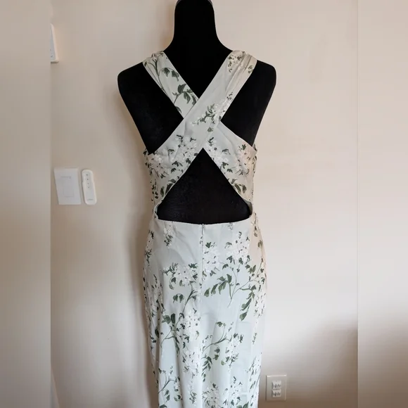 NWT Quince Washable Stretch Silk High Neck Midi Dress Jasmine Vines Medium - Picture 6 of 10